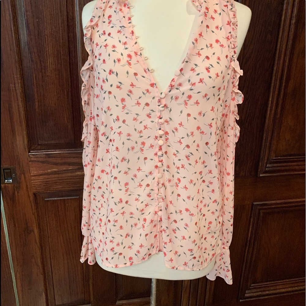 L academie pink cherry blossom blouse